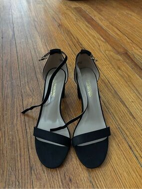Chunks Black Ankle-Strap Block Heel Sandals